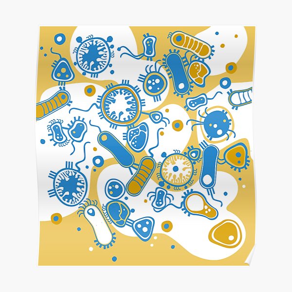 Eukaryote (yellow + blue) Poster