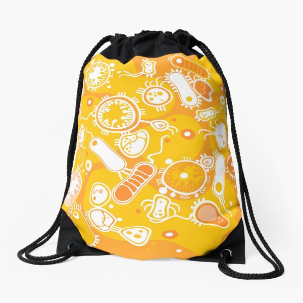 Eukaryote (white + yellow) Drawstring Bag