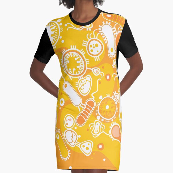 Eukaryote (weiß + gelb) T-Shirt Kleid
