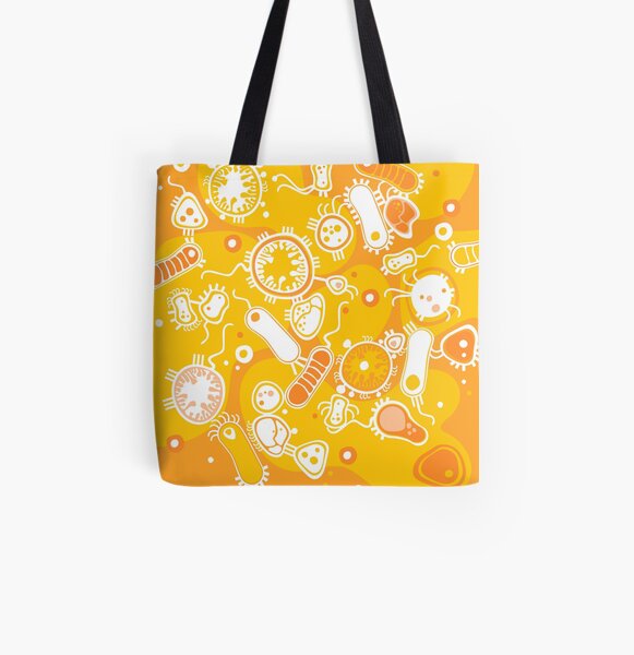 Eukaryote (white + yellow) All Over Print Tote Bag