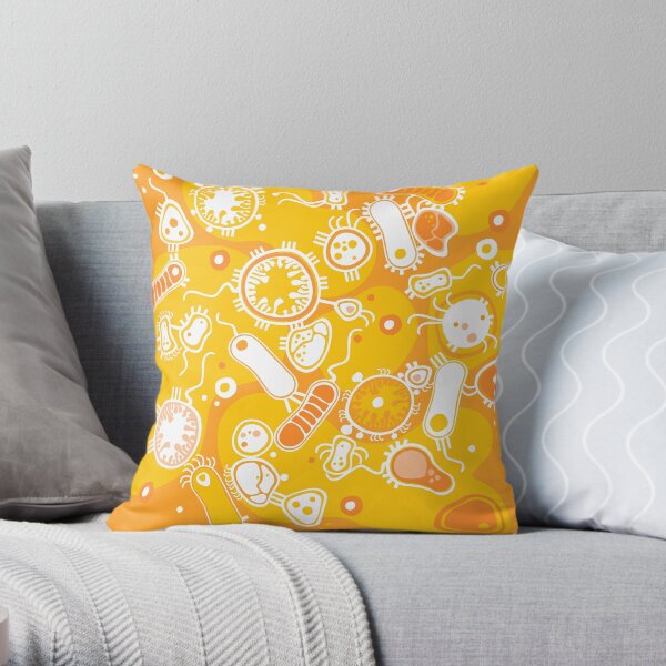 Eukaryote (white + yellow) Throw Pillow
