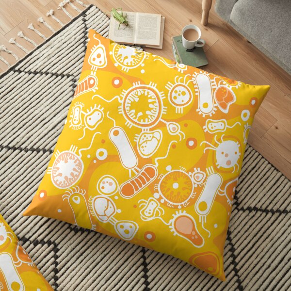 Eukaryote (white + yellow) Floor Pillow