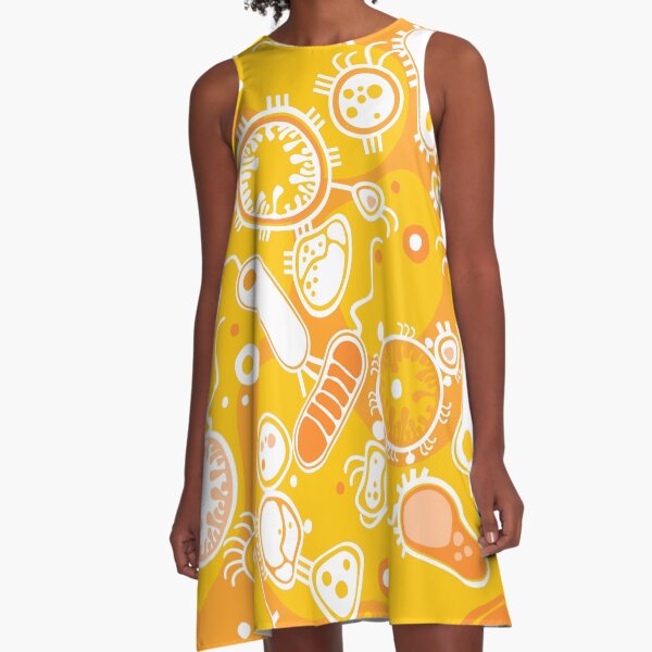 Eukaryote (white + yellow) A-Line Dress