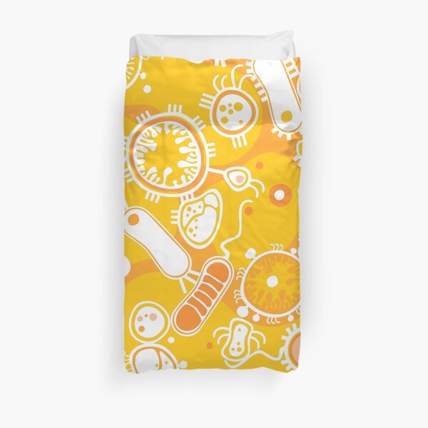 Eukaryote (white + yellow) Duvet Cover