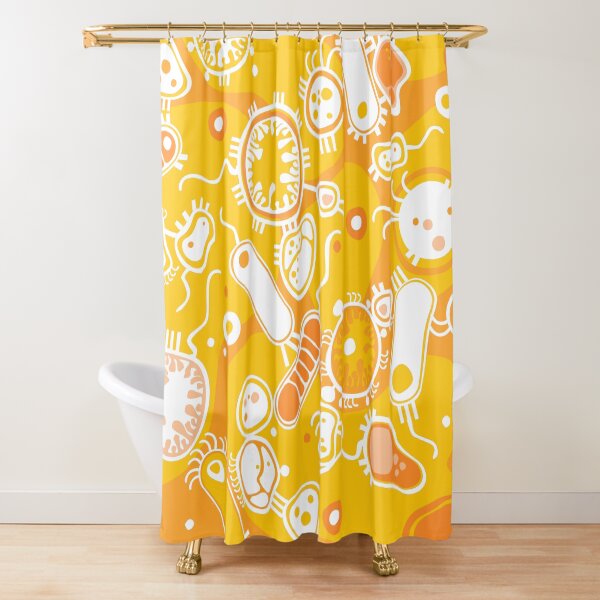 Eukaryote (white + yellow) Shower Curtain