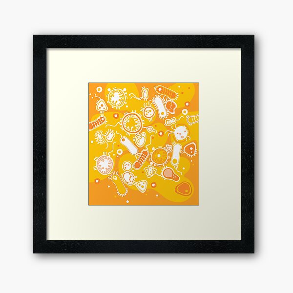 Eukaryote (white + yellow) Framed Art Print