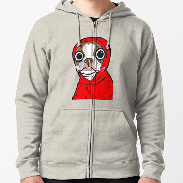 Brown Boston Terrier Hoodie Zipped Hoodie