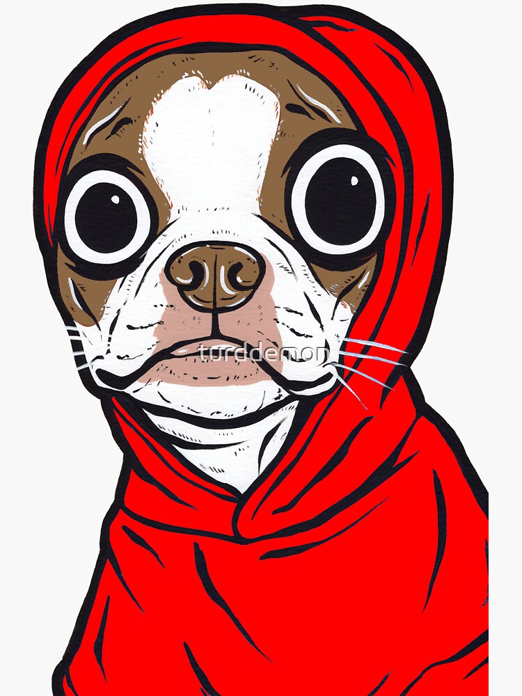 Thumbnail 3 of 3, Sticker, Brown Boston Terrier Hoodie designed and sold by turddemon.