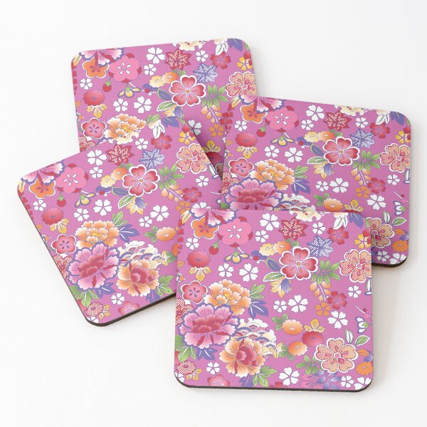 Item preview, Japanese Vintage Colorful Floral Kimono Pattern designed and sold by Vicky Brago-Mitchell®.
