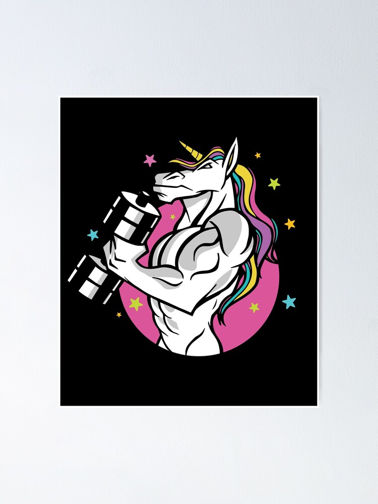 Workout Gym UNICORN Fitness MUSCULAR Poster By Mido Redbubble