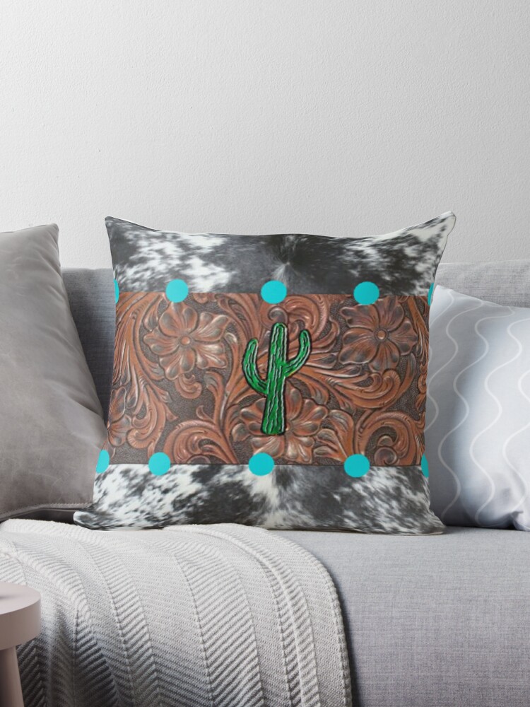 Western Tooled Leather Design - Brown Throw Pillow for Sale by  handsoftime2020