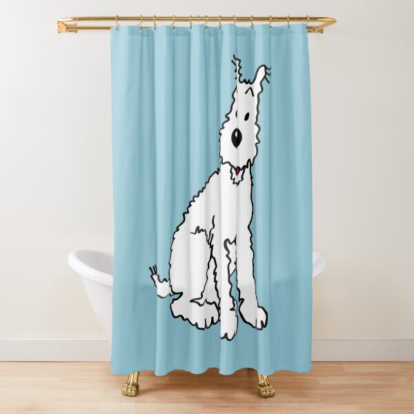 Snowy dog Tin Tin Shower Curtain