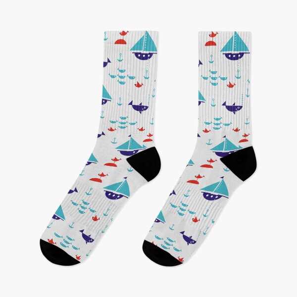 Item preview, Sailboats with anchors, sharks, fish and sea gulls designed and sold by Nata-V.