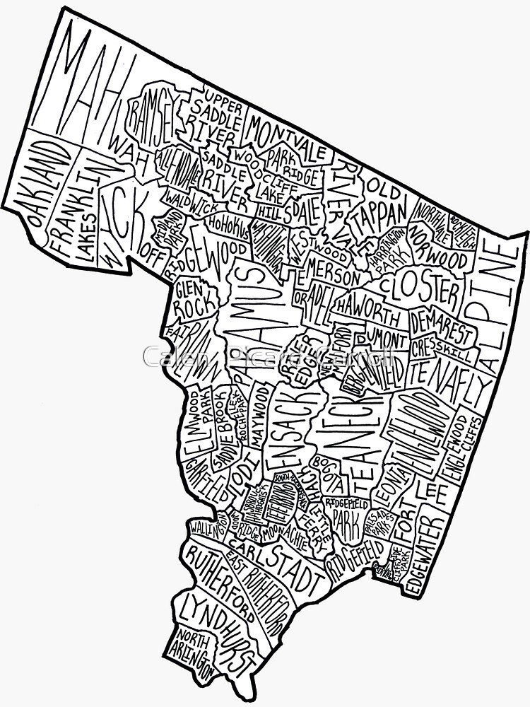 "Bergen County Map" Sticker for Sale by extremebunny Redbubble
