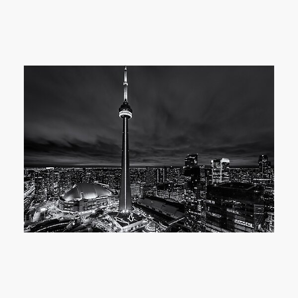 Toronto Skyline CN Tower Black and White Photography Photographic Print