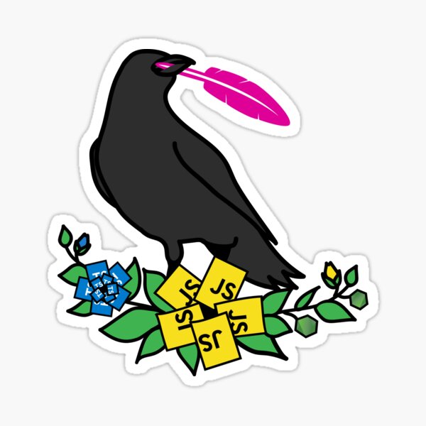 FeathersJS Crow + Coding Garden Flowers Sticker