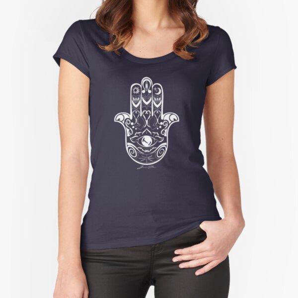 Hamsa Hand Universal Sign Of Protection Fitted Scoop T-Shirt