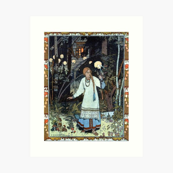 Vasilisa the Beautiful at the Hut of Baba Yaga - Ivan Bilibin Art Print