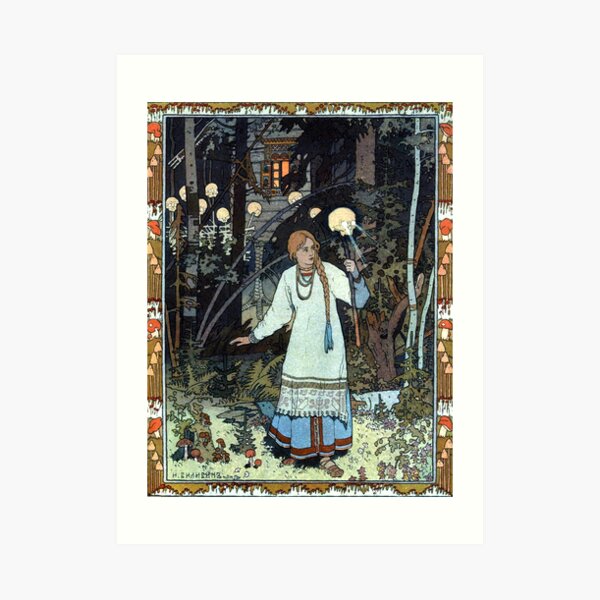 Vasilisa the Beautiful at the Hut of Baba Yaga - Ivan Bilibin Art Print