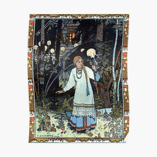 Vasilisa the Beautiful at the Hut of Baba Yaga - Ivan Bilibin Poster