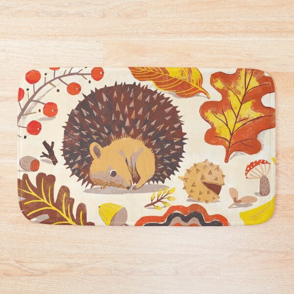 Item preview, Autumn with hedgehog and leaves designed and sold by qu-lan.