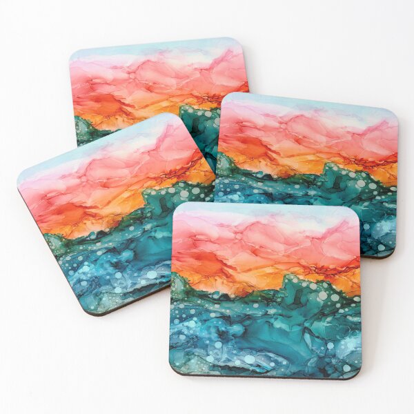Item preview, Ariel Bright Sea Abstract Landscape designed and sold by puddleandink.