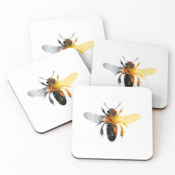 Honey Bee Alcohol Ink Illustration Coasters (Set of 4)