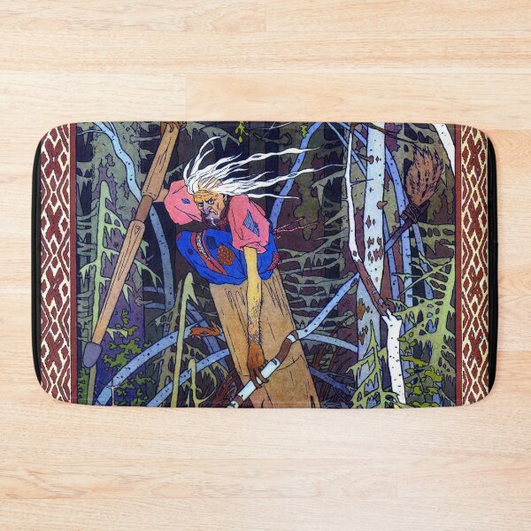 Item preview, Baba Yaga in her Mortar - Vasilisa the Beautiful - Ivan Bilibin 1899 designed and sold by forgottenbeauty.