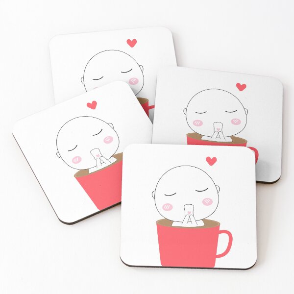 Item preview, Cute boy sleepy in red coffee cup with red heart  designed and sold by Pongbun Sangkaew.
