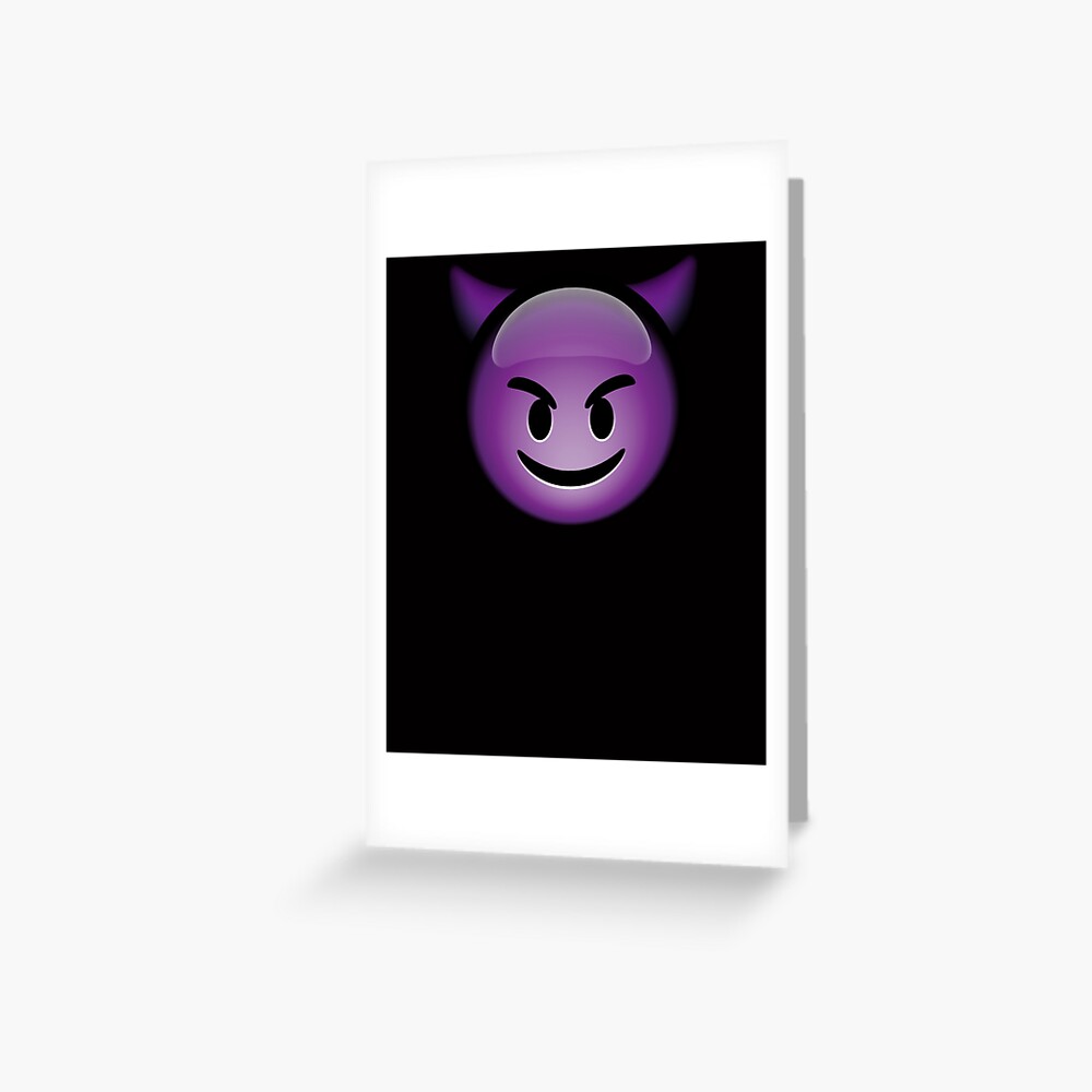 Cute Smiling Purple Devil Emoji Greeting Card By Wishtopia Redbubble