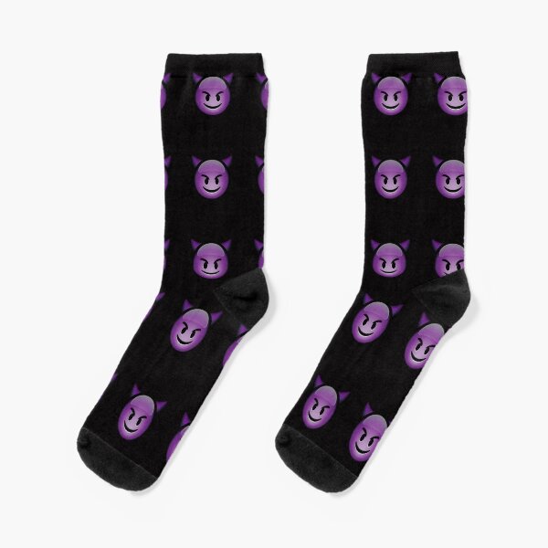 Cute Smiling Purple Devil Emoji Socks