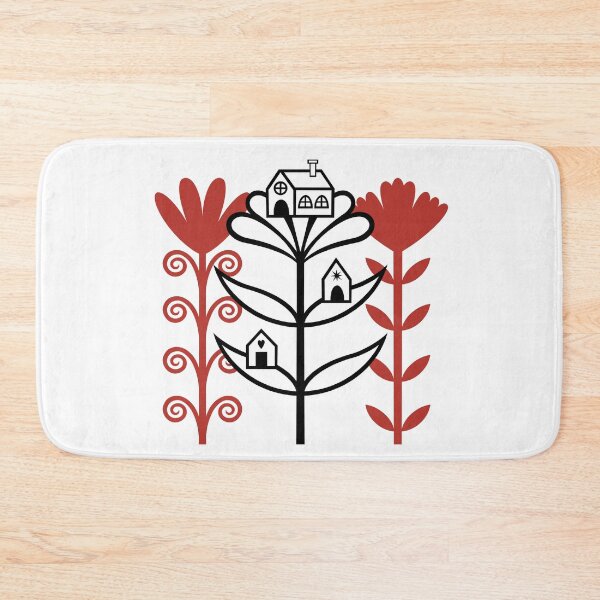Item preview, Lovely Folktale Homes Sitting on Flowers Digital Illustration (black and red) designed and sold by wariana.