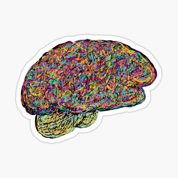 Embroidered Look - Rainbow Brain  Sticker for Sale by Laura Bundesen