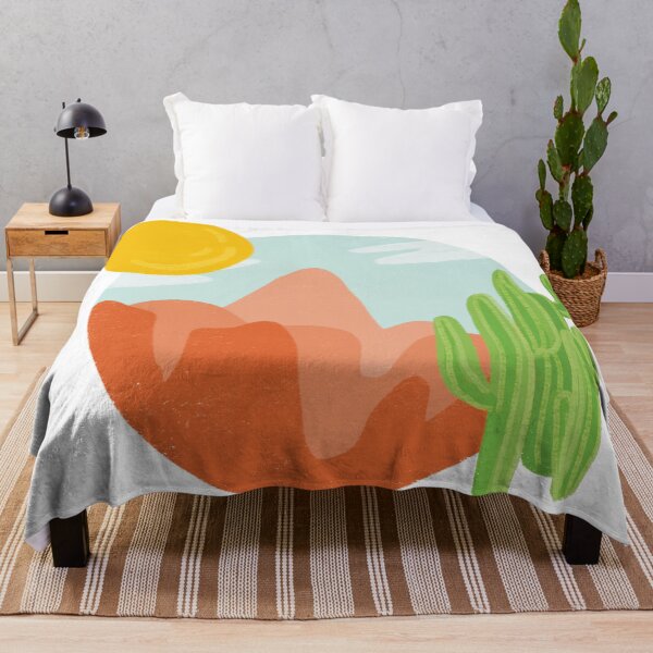 Aperçu de l'œuvre Délicieuse ouest - illustration de paysage soleil montagnes cactus et soleil rouge créée et vendue par Ilze Lucero.