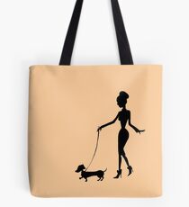 Flaunting The Pooch (peach) - Dachshund Sausage Dog Tote Bag