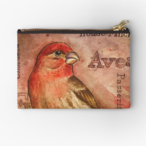 House Finch Watercolor Painting Zipper Pouch