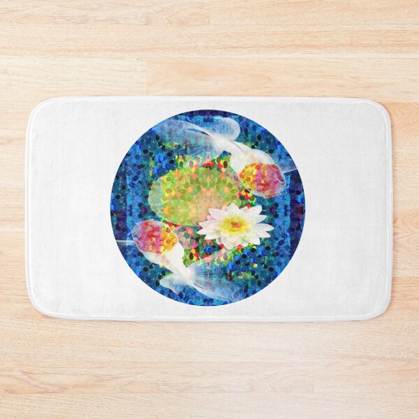 Item preview, Impressionistic Pointillism Blue Japanese Koi Pond  designed and sold by EightWinds.