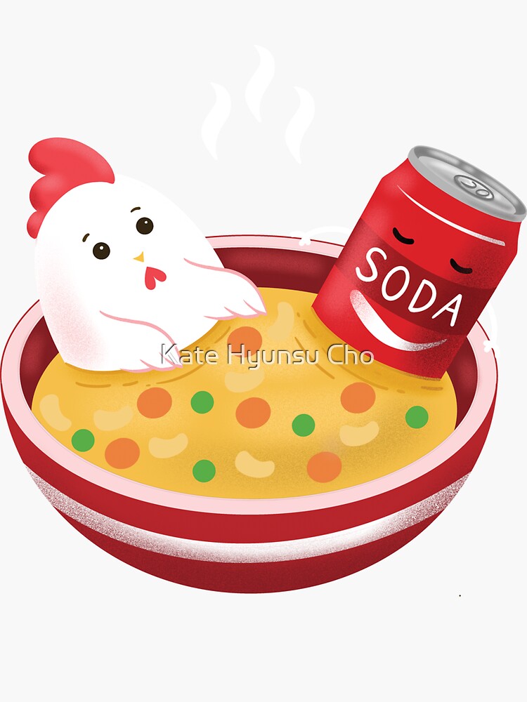 " love Chicken noodle soup with a soda on the side illustration" Sticker for Sale by Katehyun