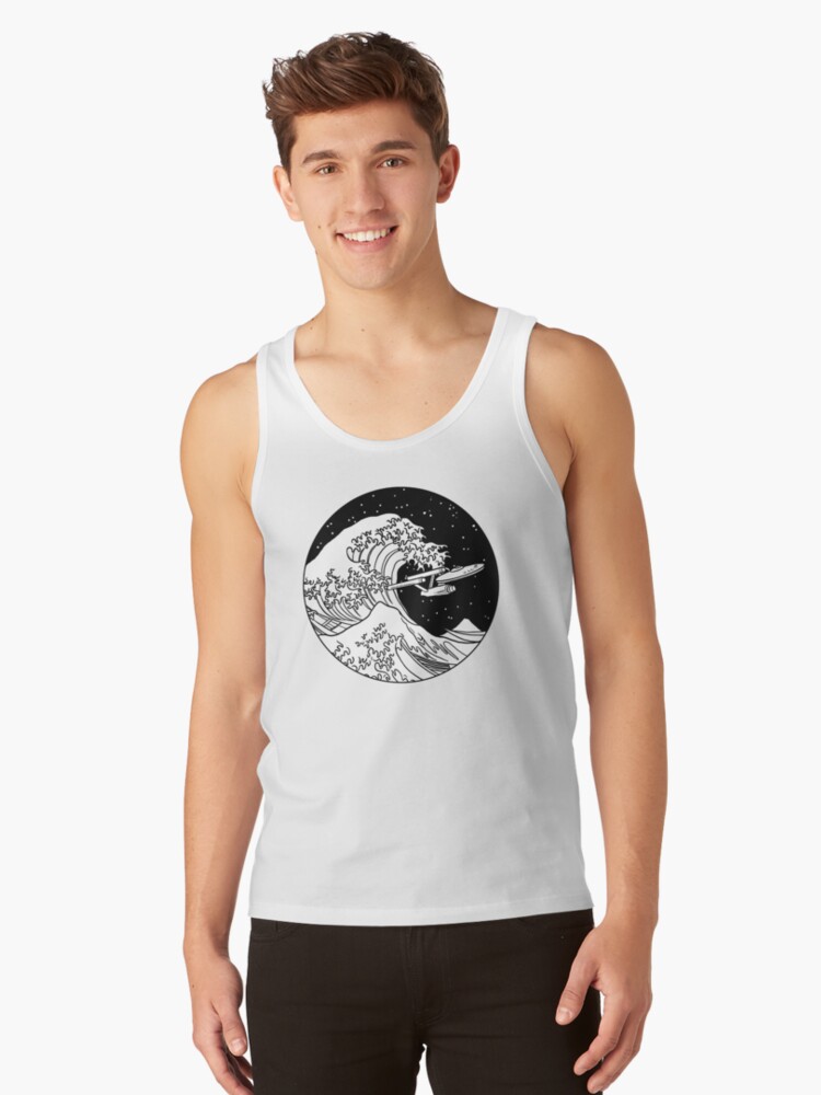 Thumbnail 1 of 3, Tank Top, Trek Spaceship in Space - The Great Wave designed and sold by luciddreame.