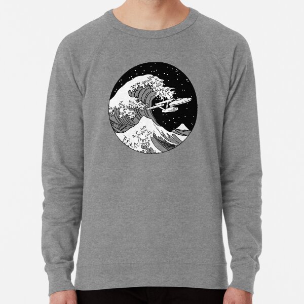 Trek Spaceship in Space - The Great Wave Lightweight Sweatshirt