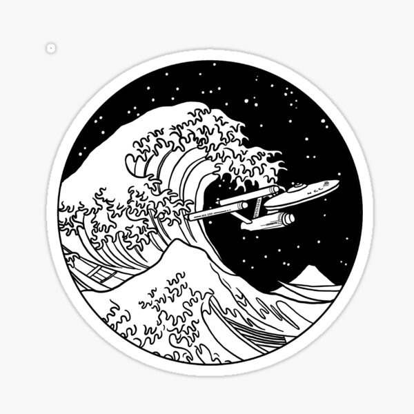Trek Spaceship in Space - The Great Wave Sticker