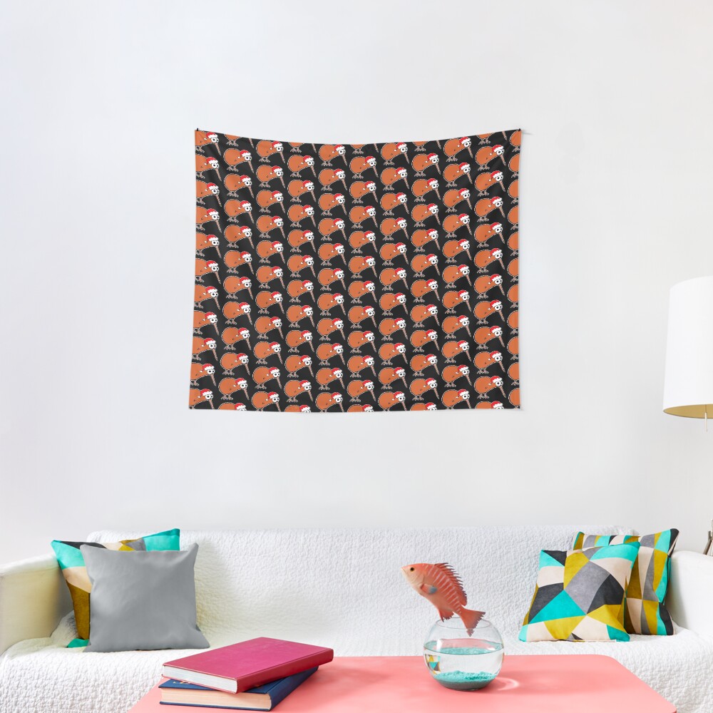 Christmas Kiwi - on black Tapestry