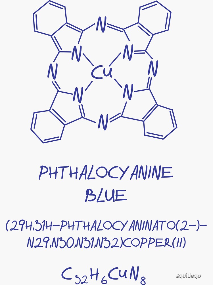 "Pigment Molecules Phthalocyanine Blue" Sticker by squidego | Redbubble