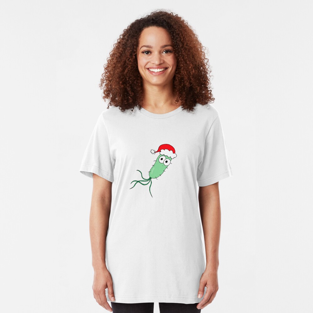 Christmas Bacterium - on white Slim Fit T-Shirt
