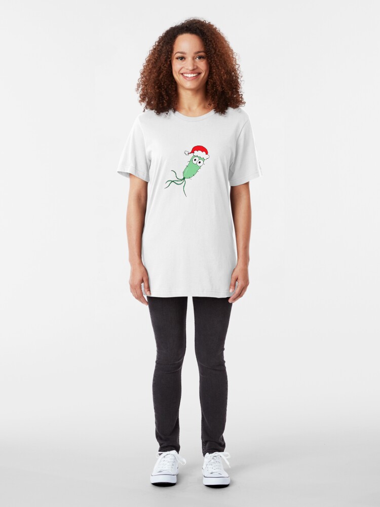 Alternate view of Christmas Bacterium - on white Slim Fit T-Shirt