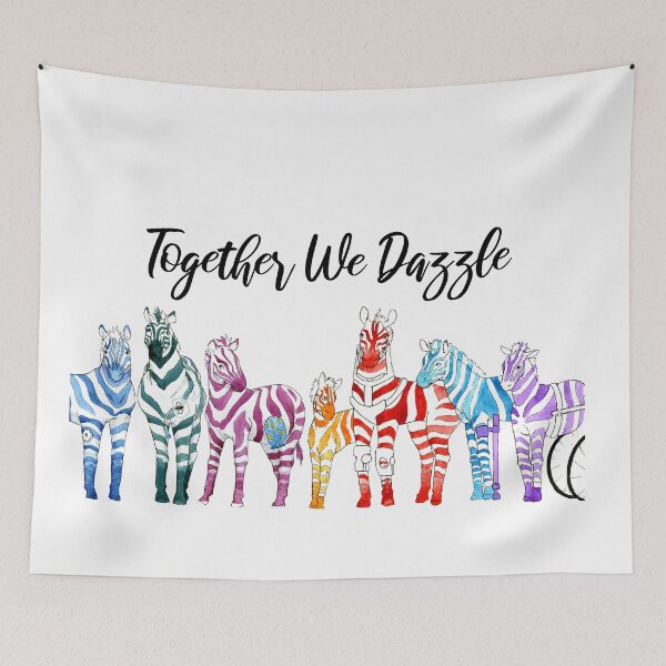 Item preview, Together We Dazzle Rainbow Zebras designed and sold by Blank Expectations.