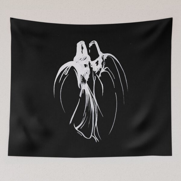Item preview, Dervish Mystical Brotherhood Line Drawing In White designed and sold by taiche.