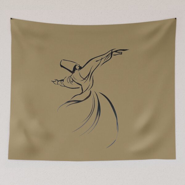 Item preview, Dervish Line Drawing Calligraphy Style In Black designed and sold by taiche.