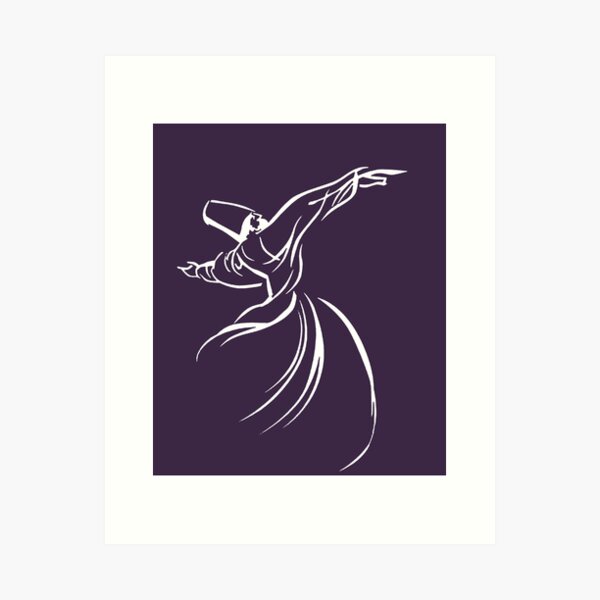 Item preview, Dervish Line Drawing Calligrapy Style In White designed and sold by taiche.