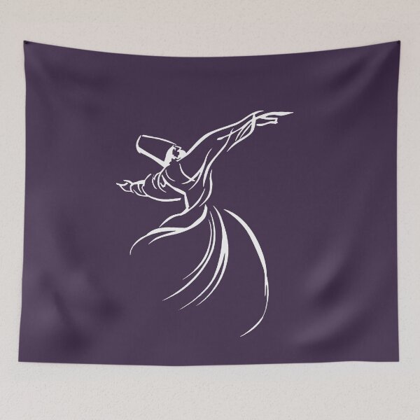 Item preview, Dervish Line Drawing Calligraphy Style In White designed and sold by taiche.
